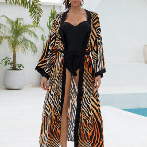 Rayon Printed Beach Cover-Up Loose Shirt Dress